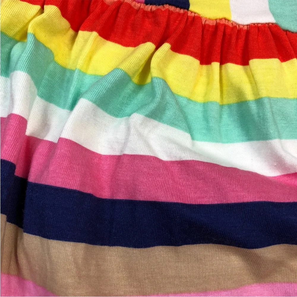 H&M Girls 4-6 Years Rainbow Multicolored Striped Tank Dress